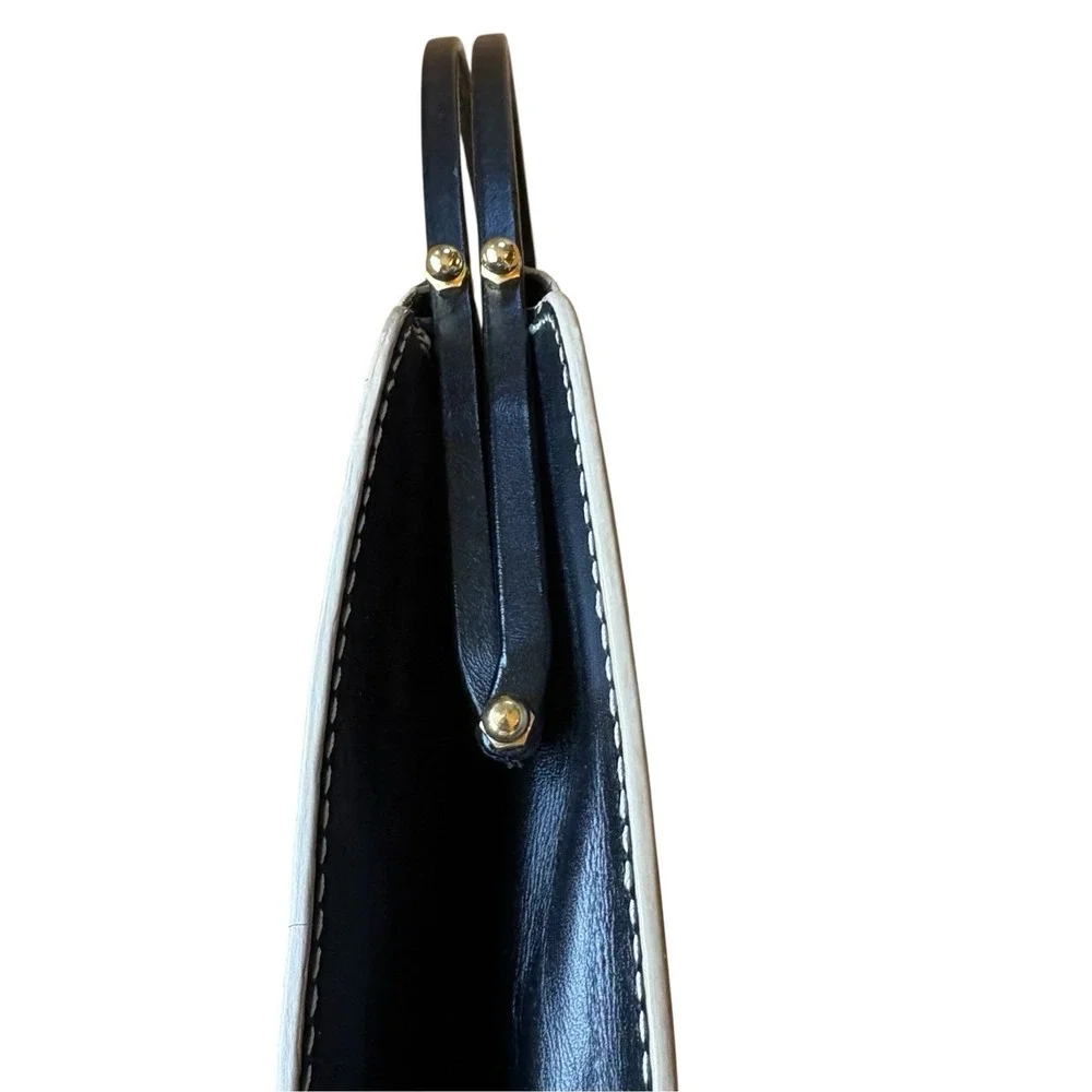 Vintage Summer Tompkins Black Leather Cafe Scene Frame Bag Handbag 90s